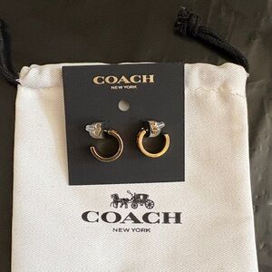 Coach Polished Gold Mini Hoop Earrings